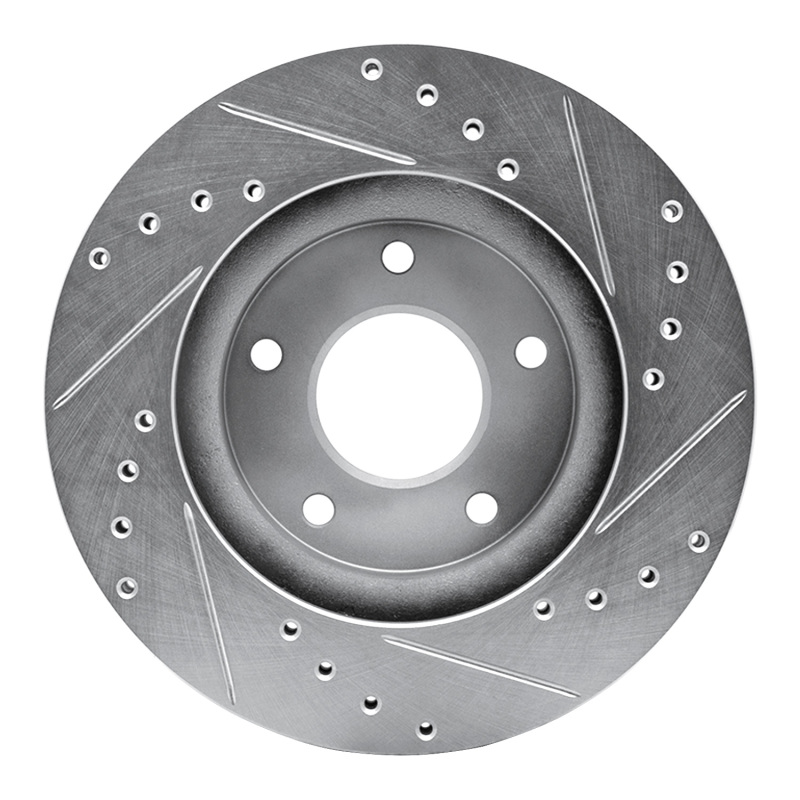 Infiniti I30 Brake Rotor (1) - Front Left - R1 Concepts - Drilled & Slotted - Silver - `99-`01